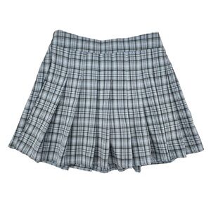 Cotton Candy LA Blue Black Plaid Pleated Mini Skirt Size Medium Women’s